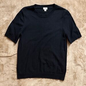 J. Crew Black Short Sleeve Crewneck Sweater
